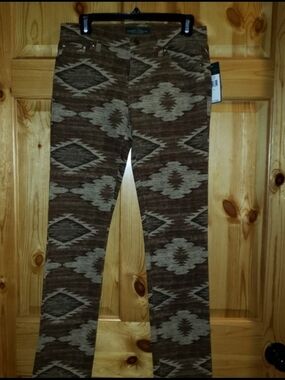 Lauren Ralph Lauren Brown & Taupe Southwestern Straight-Leg Pants